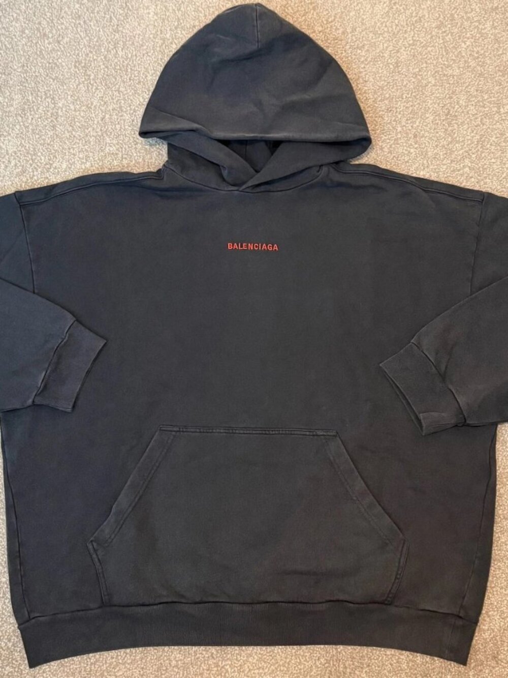 Balenciaga Back Medium Fit Hoodie faded black red sz M